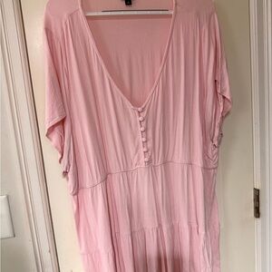 torrid Pale Pink V-Neck Button-Tier Tunic